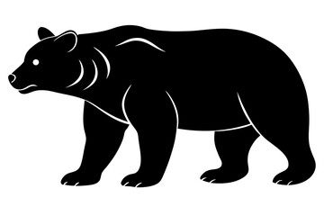 Bear Silhouettes Vector Illustrations on White Background