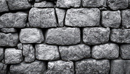 Close-up view of textured white stone rock surfaces on a masonry wall
