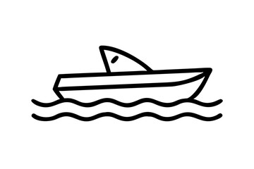 Boat on the beach vector silhouette illustration on white background