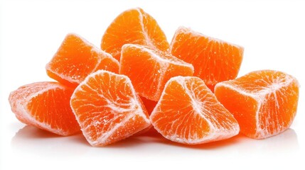 A photostock of an orange segment on a white background, clean style