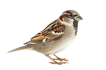 Sparrow Bird in Full Detail on White Background