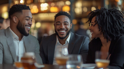 Un groupe d'amis autour d'une table dans un restaurant
