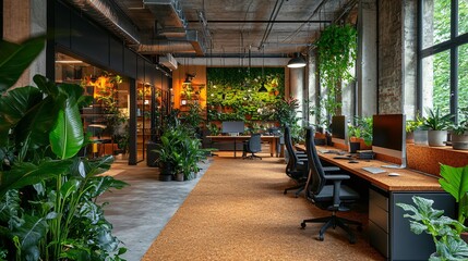Naklejka premium Modern Biophilic office interior