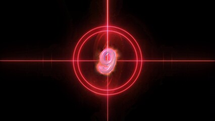 Glowing Red Number Nine in Target Design