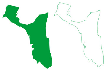 Ilheus municipality (Bahia state, Municipalities of Brazil, Federative Republic of Brazil) map vector illustration, scribble sketch Ilhéus map