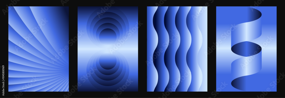 Poster abstract gradient cover design set. futuristic backgrounds with trendy geometric shapes and vibrant 