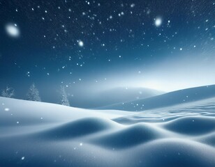 Naklejka premium beautiful ultrawide background image of light snowfall falling over of snowdrifts