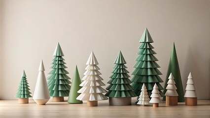 Minimalist Christmas Trees Clipart for Holiday Design and Decorations