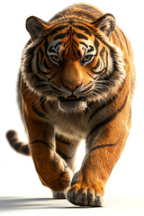 Obraz premium Dynamic close-up of a majestic tiger, showcasing its powerful presence and striking features.