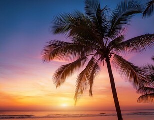 Obraz premium coconut palm trees against colorful sunset4 (1).JPG