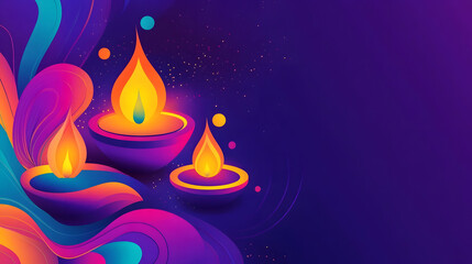 This vibrant Diwali social media banner is ideal for celebrating the festival of lights with its modern aesthetic and colorful gradients