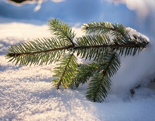 Obraz premium fir branch on snow