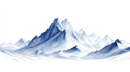 Fototapeta premium Stunning snowy mountain landscape illustration with sharp peaks and gentle slopes, showcasing a serene winter scene.