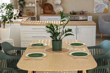 Served table in modern dining  room