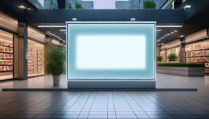 mockup blank led screen billboard in front of entrance of cosmetics store in shopping mall empty space to insert multimedia advertisement generative ai