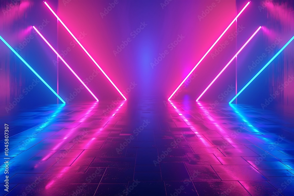 Poster abstract background with neon lights, futuristic design