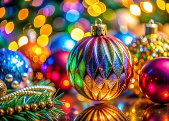 Modern Art Christmas Decor in Macro Photography, Capturing Unique Ornaments and Textures for Festive Inspiration