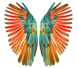 Fototapeta premium Isolated colorful bird wing png macaw wing png colorful wing png colourful angel wing transparent background