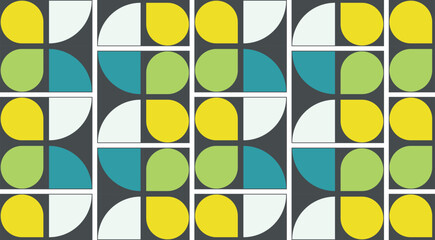 Colorful bauhaus style seamless geometric pattern. Perfect for printing, design backgrounds, wallpaper and tiles, gift wrapping