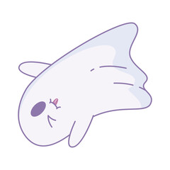 Sleeping cartoon ghost with relaxed and peaceful expression, Vector