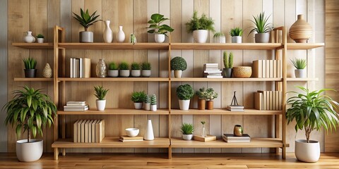 Modern Living Wooden Shelf Decor in Macro Photography for Stylish Interior Design Inspiration