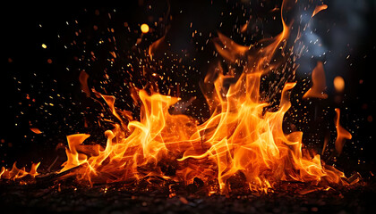 glimmering sparks dance fire glittering particles create blurred colorful effect black white background vibrant fire light