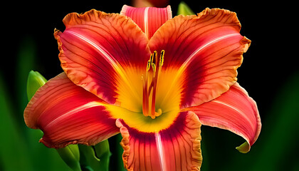 strawberry swirl daylily flower features vibrant colors closeup shot unique attractive bloom