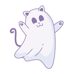 Obraz premium Cartoon ghost cat hybrid with happy expression, Vector