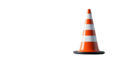 3D Rendered Orange Traffic Cone with White Stripes