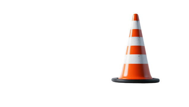3D Rendered Orange Traffic Cone with White Stripes