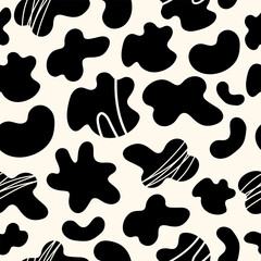 Abstract black and white organic pattern. Fluid shapes background design for prints. Repeat vector