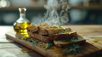 Sliced French Bread with Olive Oil and Herbs