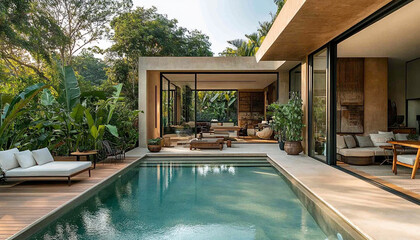 Tropical Modern Backyard Sleek Sanctuary high detail