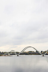 view of the bridge over the river in Kyiv in Ukraine