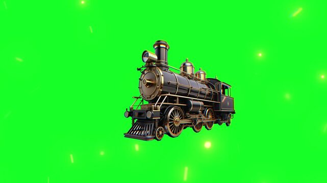 Train green screen animation motion graphic with chroma key clip template 4k Background. Easy removed green screen. High resolution. Ultra High Definition, 4k video.
