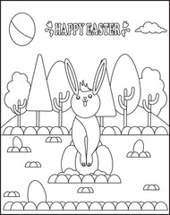 Obraz premium Easter Coloring Book Pages for Kids, Children's Easter Coloring Pages For Kids, Bunny Coloring Pages For Kids, and Easter Egg Coloring Pages.