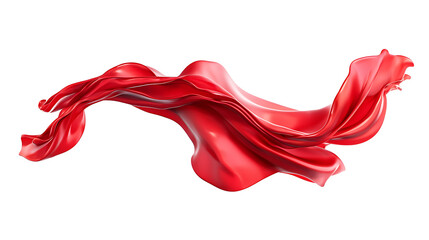 Flowing red silk fabric creating dynamic shapes