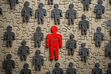 Missing employees and worker shortage or labour shortages as as employers are looking for needed workers and workforce job vacancies concept on a puzzle background