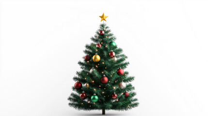 Obraz premium Festive Christmas Tree with Ornaments on Transparent Background