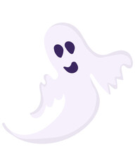 Positive ghost in doodle style, character for design or decoration for Halloween
