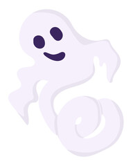 Spiral ghost in doodle style, character for halloween design or decoration