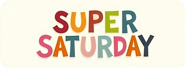A vintage-style 'Super Saturday Sale' logo with a 70s retro vibe. The letters are bold and curved, with a gradient of orange and yellow shades