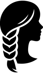 Silhouette of woman with braided hairstyle, beauty and fashion icon, feminine profile 