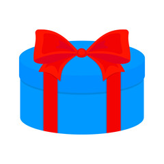 Gift box with ribbon. Color vector illustration in cartoon flat style. PNG with transparent background.