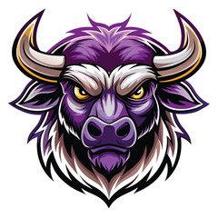 Fototapeta premium Angry Purple Bull Mascot Head Illustration