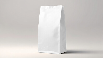Simple and clean white paper bag packaging mockup, perfect for presenting food, product, or retail branding designs. Ideal for custom logo and label display