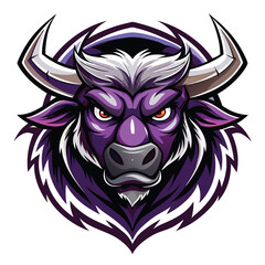Obraz premium Purple Bull Mascot Head Illustration Design