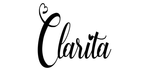 Clarita  - black color - word name written with heart - ideal for websites, presentations, cards, banners, sweatshirts, prints, cricut, silhouette, sublimations, labels, stickers	