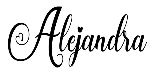 Alejandra  - black color - word name written with heart - ideal for websites, presentations, cards, banners, sweatshirts, prints, cricut, silhouette, sublimations, labels, stickers	