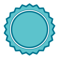 Blue Circular Seal with White Outline and Spiky Edge